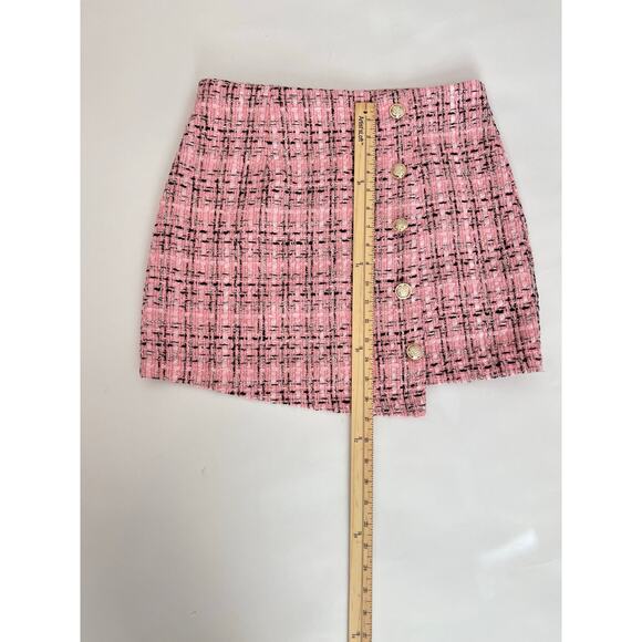 TWEED MINI SKIRT AND JACKET BLAZER SET WOMENS PINK BLACK GOLD BUTTON 2 PIECE SET - Picture 9 of 15